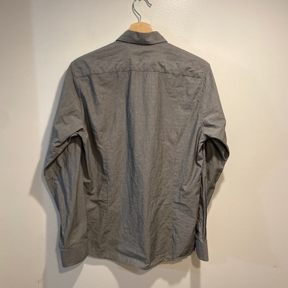 Ted Baker Gray Stripe Blue Dot Long Sleeve Button Up Flip Cuff Shirt Men 3 Small - Picture 3 of 7